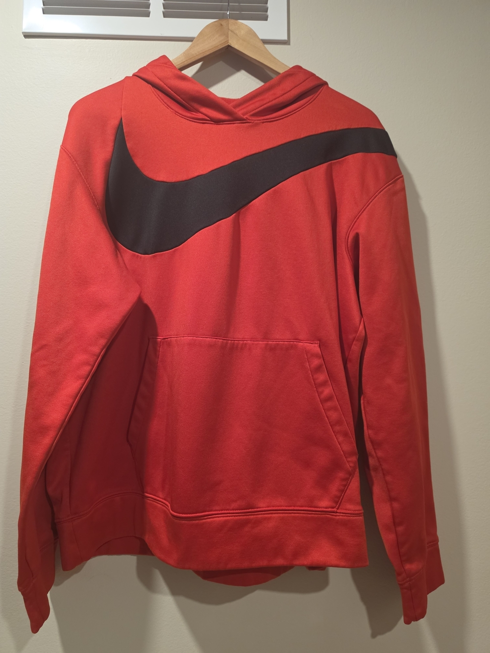 Nike Therma Big Swoosh Wrap Pullover Hoodie Red Black Men's Size L